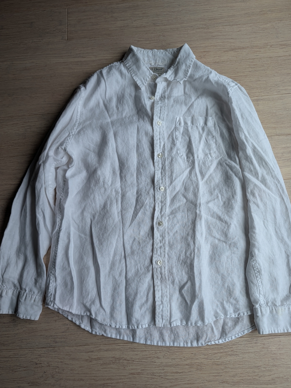 L.L. Bean White Men's Casual Button-Down Shirt
